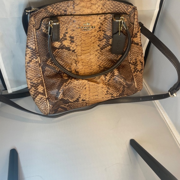 Coach Minetta Python Embossed Leather Satchel / Crossbody - Picture 2 of 3